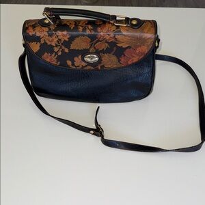 Donatello | Leather Crossbody Purse Floral Black